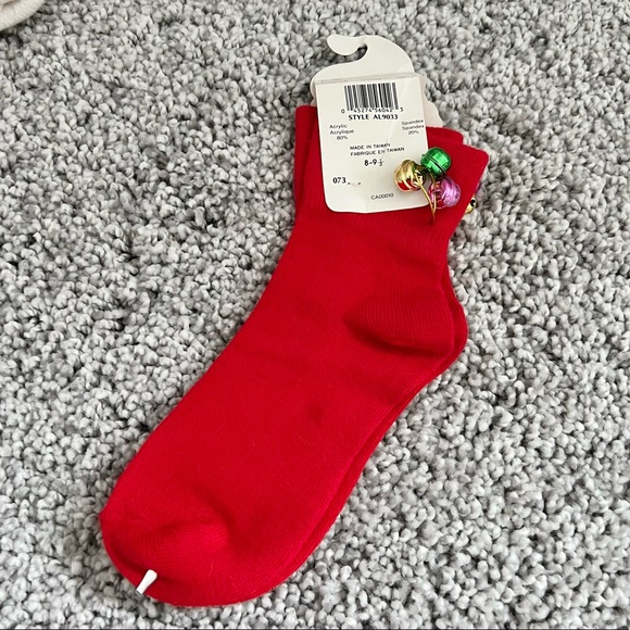 Vintage Ankle Youth Womens Christmas Socks Bells Red Eatons NEW OLD STOCK - Picture 6 of 6